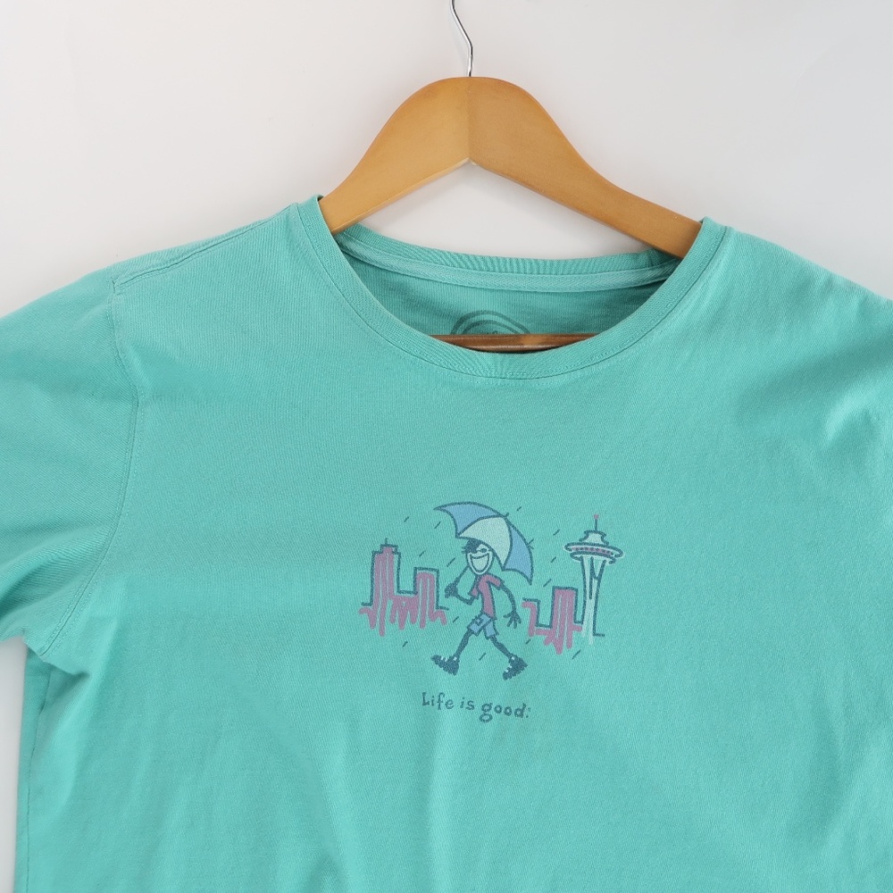 Life Is Good Women's T-shirt Teal Classic Fit Size